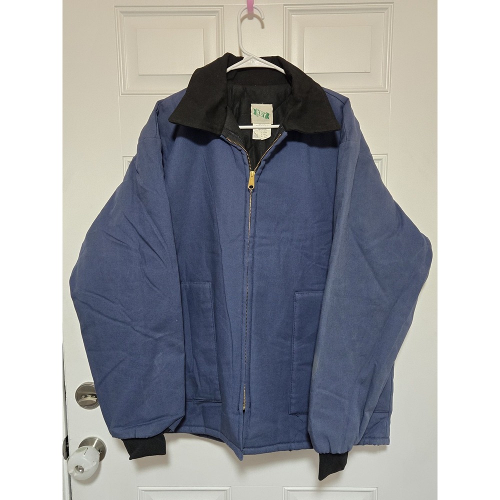 Vtg Key Workwear Jacket Mens XL Blue Rare Detroit Chore‎ Quilted Lined Coat
